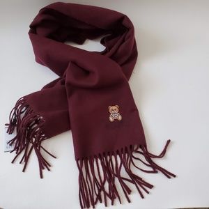 NEW Moschino Italy Embroidered Bear Wool Scarf